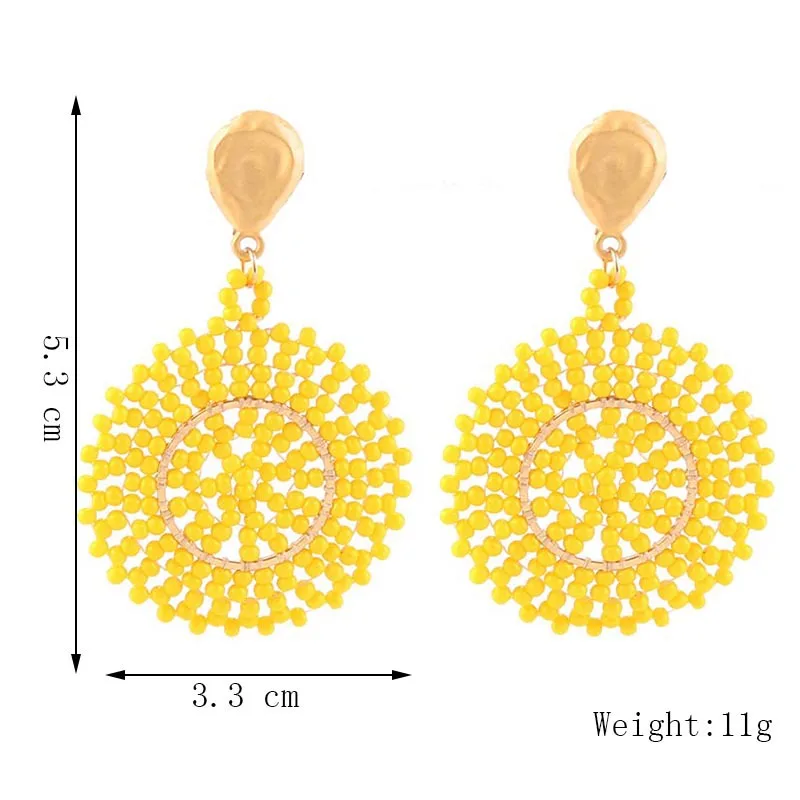 Богемные серьги ручной работы из бисера и смолы милые геометрические круглые