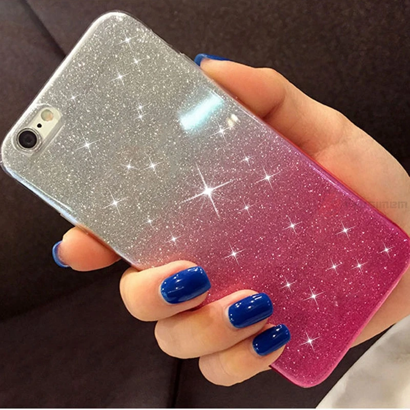 Pink Градиентый Блестящий Мягкий чехол для Xiaomi mi A2 Lite A1 6X5X8 SE Red mi S2 6 Pro 6A 5 Plus 4A Примечание 5A 5 3 4 4X TPU Защитный чехол - Цвет: Pink