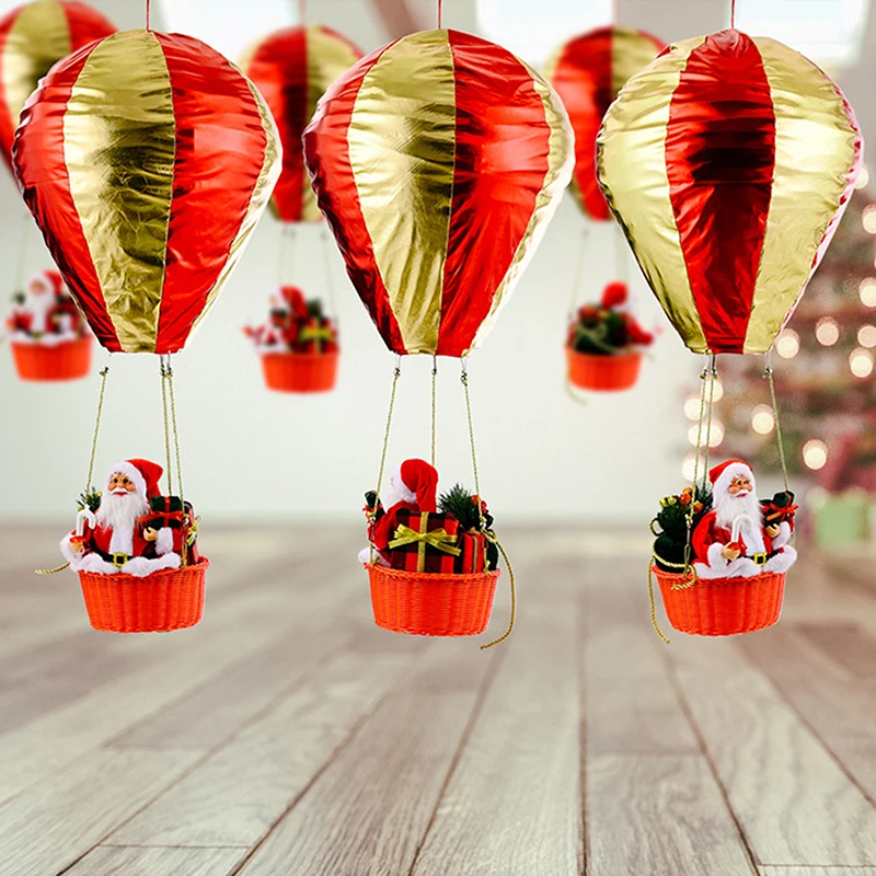 

Christmas Santa Hot Air Balloon Christmas Tree Santa Decoration Ceiling Pendant For Home Xmas Holiday New Year Party Decor