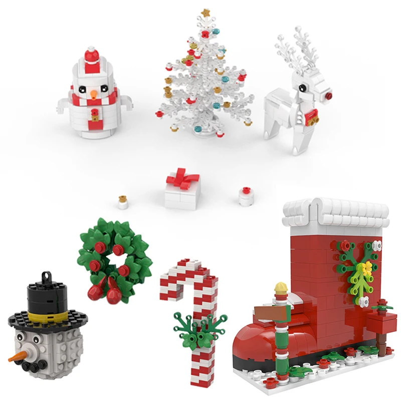 

Buildmoc Рождественская елка Снеговик Лось Санта Клаус 377 шт MOC модель строительные блоки кирпичные игрушки для детей DIY игрушка Дети Рождествен...