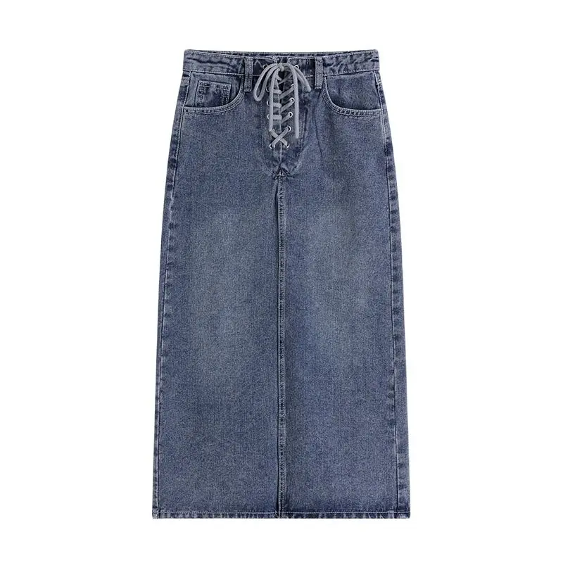 

Denim Skirt For Women Korean Style High Waist Vintage Loose Oversize Harajuku Streetwear A-line Pencil Split Skirt Plus Size