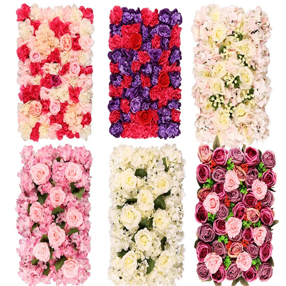 

60x40cm Artificial Flower Rose Diy Wedding Decoration Flower Wall Panels Silk Rose Flower Pink Romantic Wedding Backdrop Decor