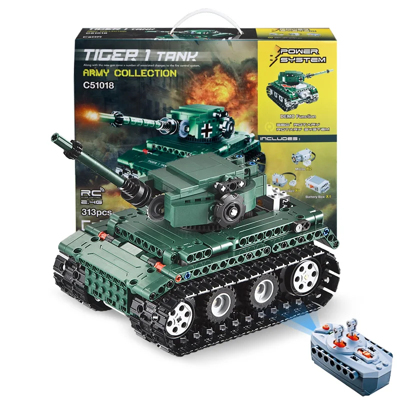 Cada военные Тигровая Серия 1 RC строительные блоки маленького размера идущие