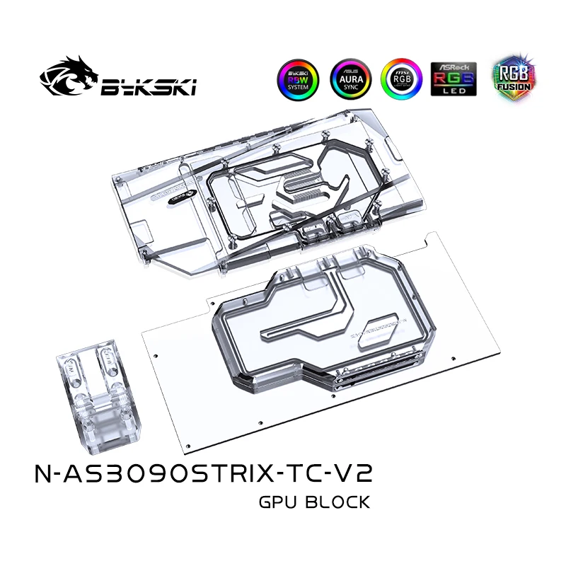 Bykski Water Block use for ASUS ROG STRIX RTX3090 /RTX3080 + Backplane water Cooling GPU Card / Full Cover Copper Radiator Block