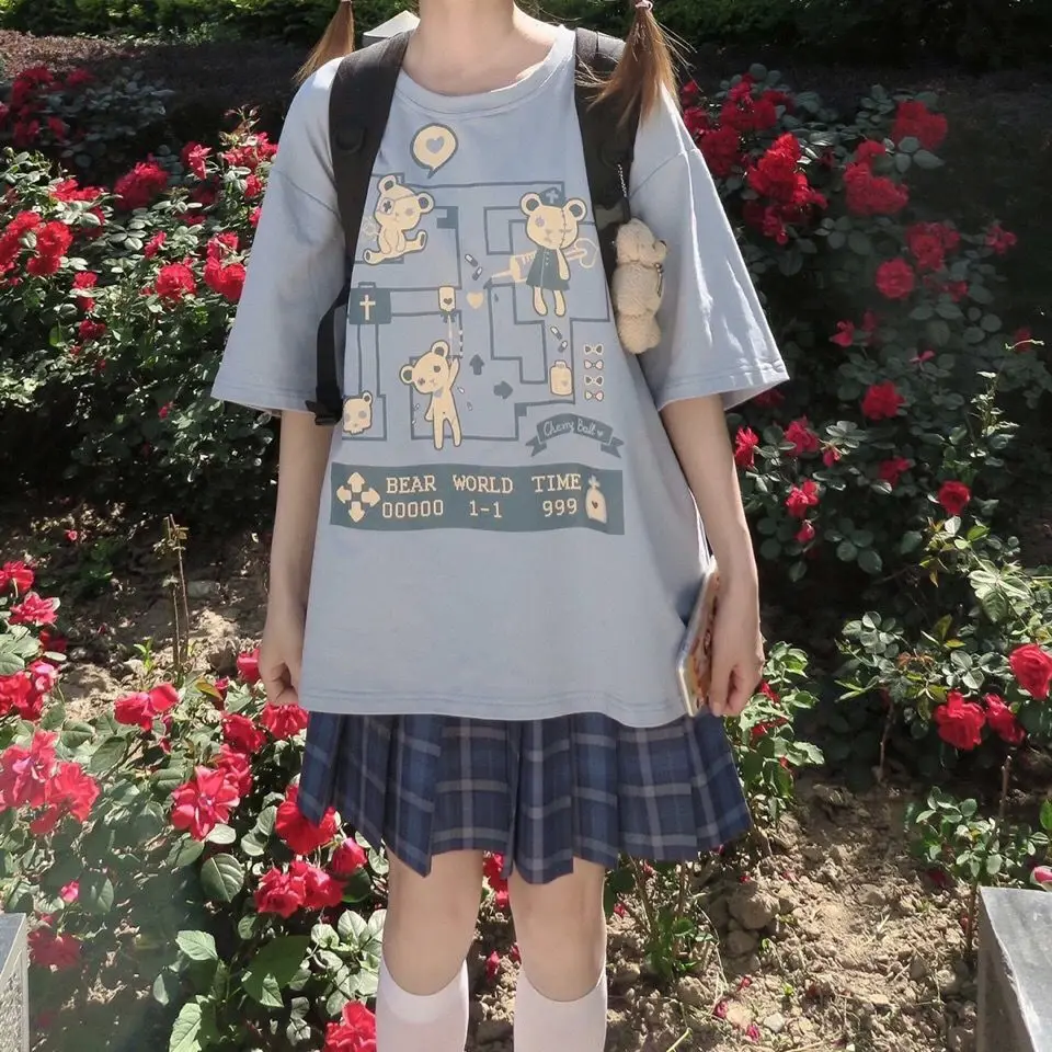 

Harajuku Kawaii Short Sleeve T-shirt Women Summer Tops 2020 Cartoon Graphic Tees Shirt Schoolgirl Young Style t shirt Clothes