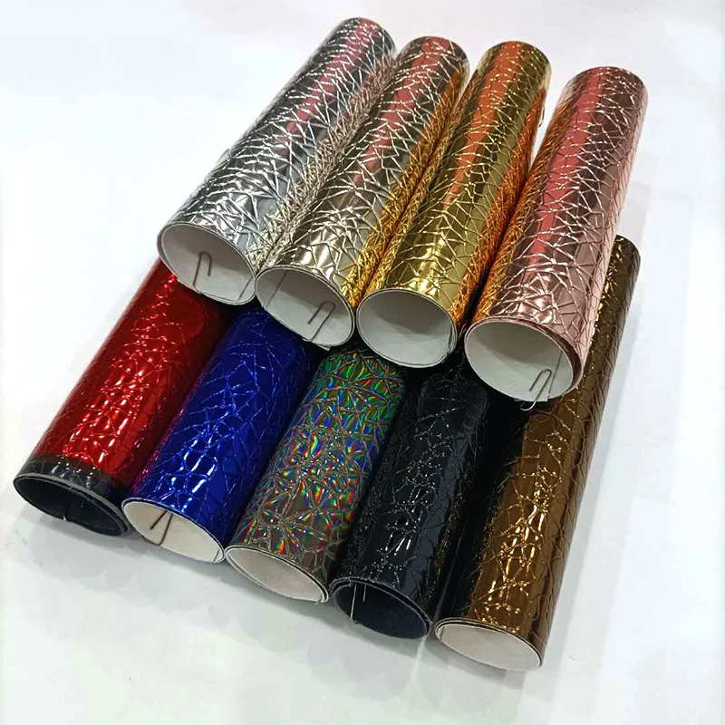 

Geometric Embossed Metallic Mirror Laser PU Faux Leather Fabric Sheet for Making Shoe/Bag/Clothing/DIY Accessories