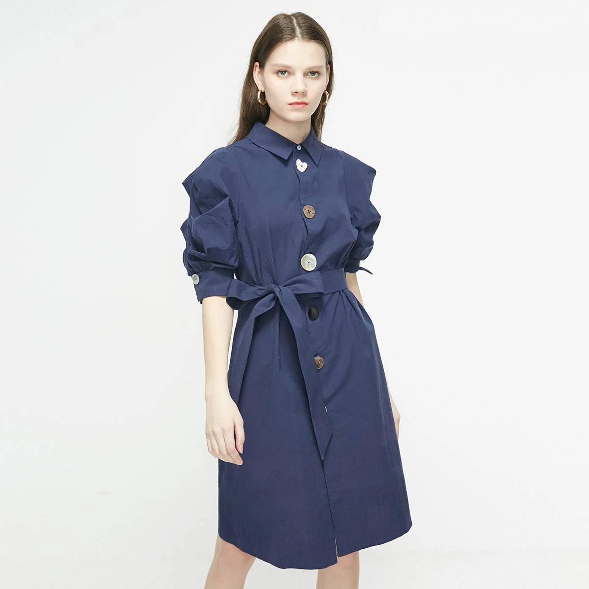 

Женское прямое платье, модельное дизайнерское платье с пышными рукавами, весна-осень 2021