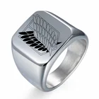 14 мм обувь для косплея по аниме атака на Титанов, черныйсеребристыйКольца из нержавейки Wings Of флаг свободы кольца для Для мужчин Для женщин Для мужчин ювелирные изделия любителей аниме