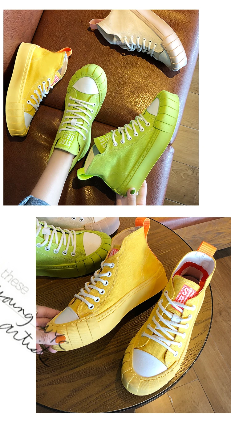 High Quality Classic Women White Canvas Shoes Spring Autumn High Top Women Platform Vulcanized Shoes Female Flat Casual Shoes