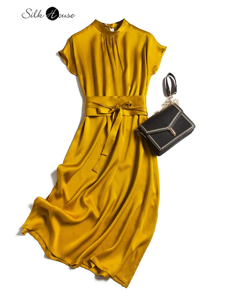 

Легкое Элегантное Шелковое атласное китайское платье Fengming, осень, 19 мм