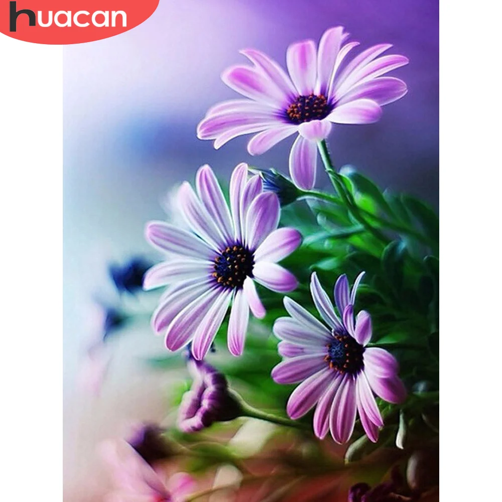 

HUACAN DIY Diamond Painting Cross Stitch Flower Full Square Round Rhinestone Picture Mosaic Diamond Decoration For Home