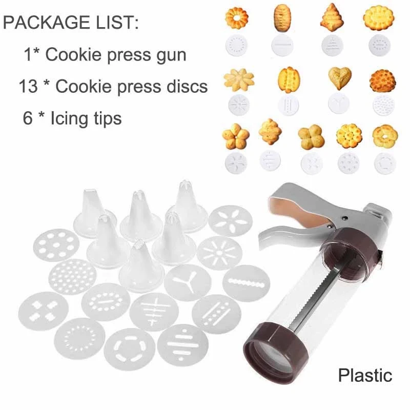 

Cookie Press Kit Cookie Mold Gun DIY Pastry Syringe Extruder Nozzles Icing Piping Cream Muffin Biscuit Maker Machine Cake Tools