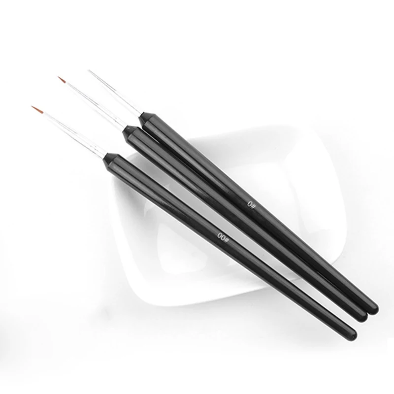 

3 шт./компл. ручка для рисования ногтей с черной ручкой для рисования искусственными волосами пластиковая ручка для маникюра инструмент для ...