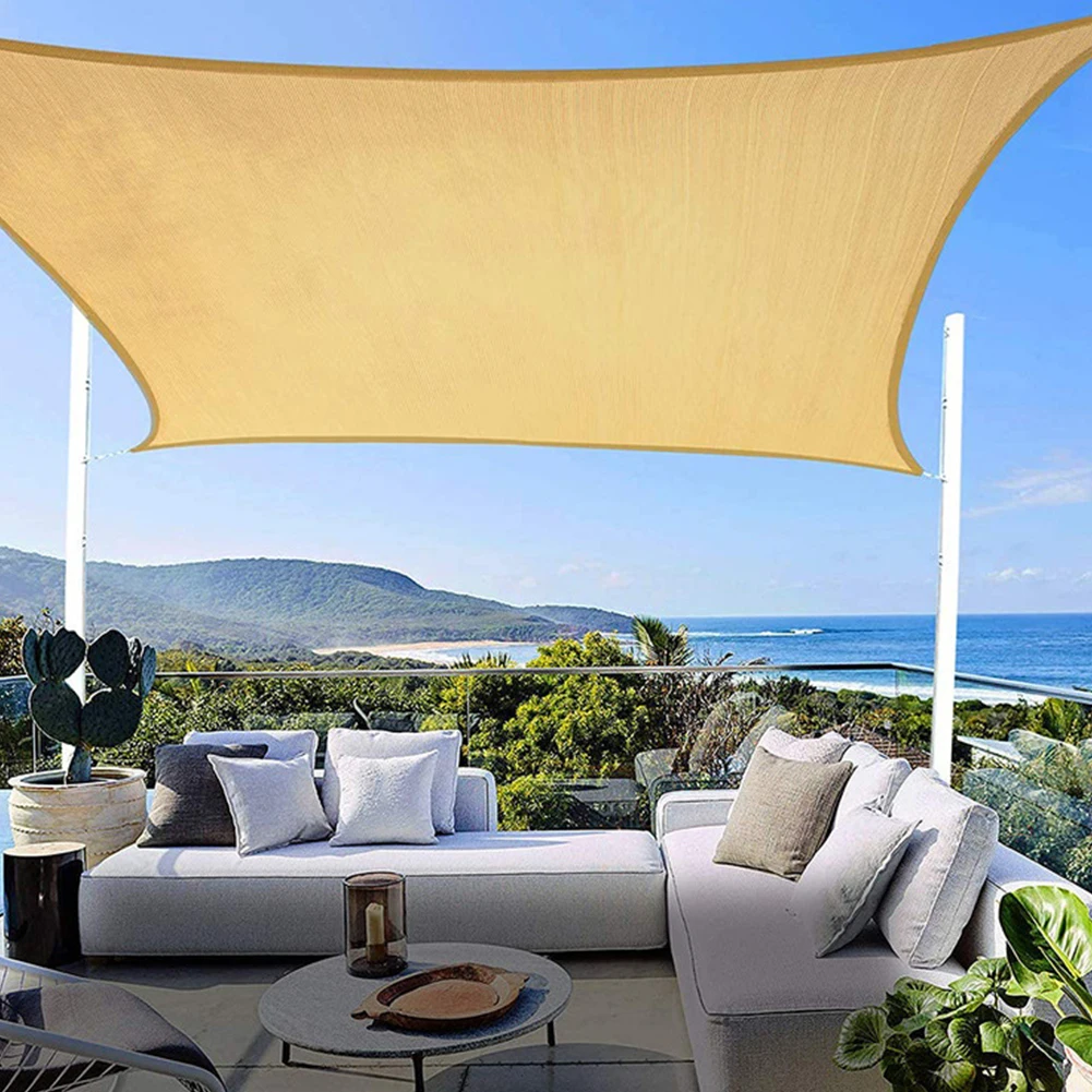 

Garden Sun Shade Awning Canopy Sail Beige Colth UV Protection with 4 Ropes Outdoor Yard Patio Lawn Beach Camping Accessries