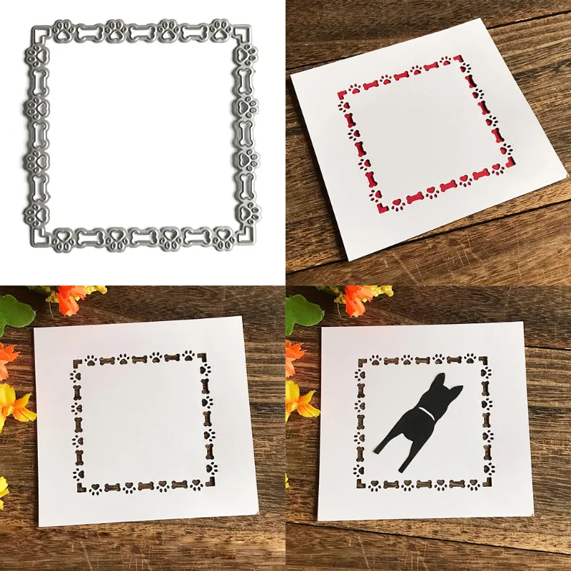 Сердце лапа собаки металлические плашки в рамке Трафаретный Скрапбукинг дюйма