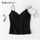 Женский укороченный жилет TWOTWINSTYLE, весенний, летний, с V-образным вырезом, на тонких бретельках, танковый корсет, на молнии, 2020