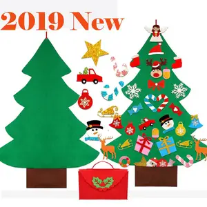 Искусственная елка из фетра для самостоятельной сборки, игрушечные Рождественские шары, новогодние украшения для стола, крышка для бегуна