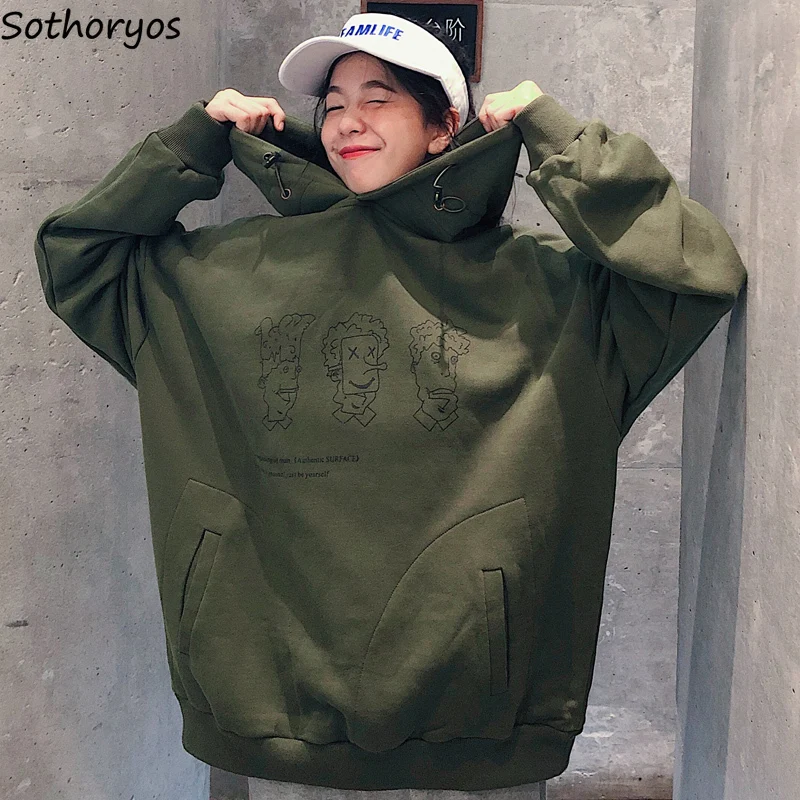 Толстовка Женская модная Корейская Студенческая свободная большого размера