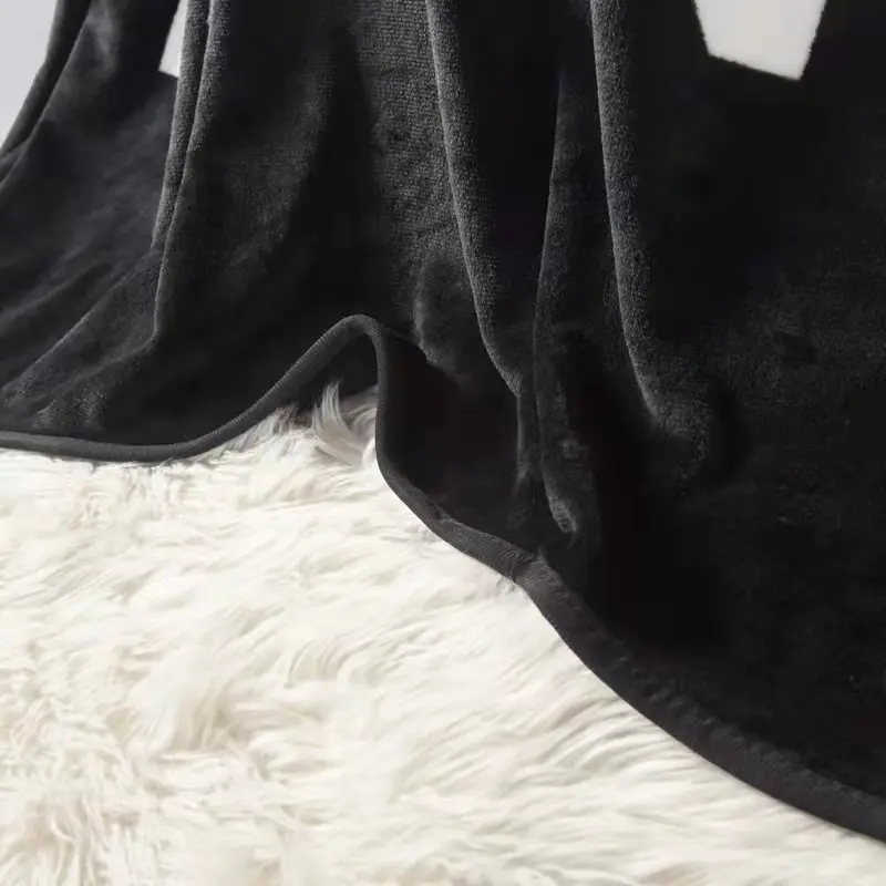 Manta de franela Shan de marca, chal, sof&aacute;, cama, siesta, oficina, viaje, port&aacute;til, color negro-1