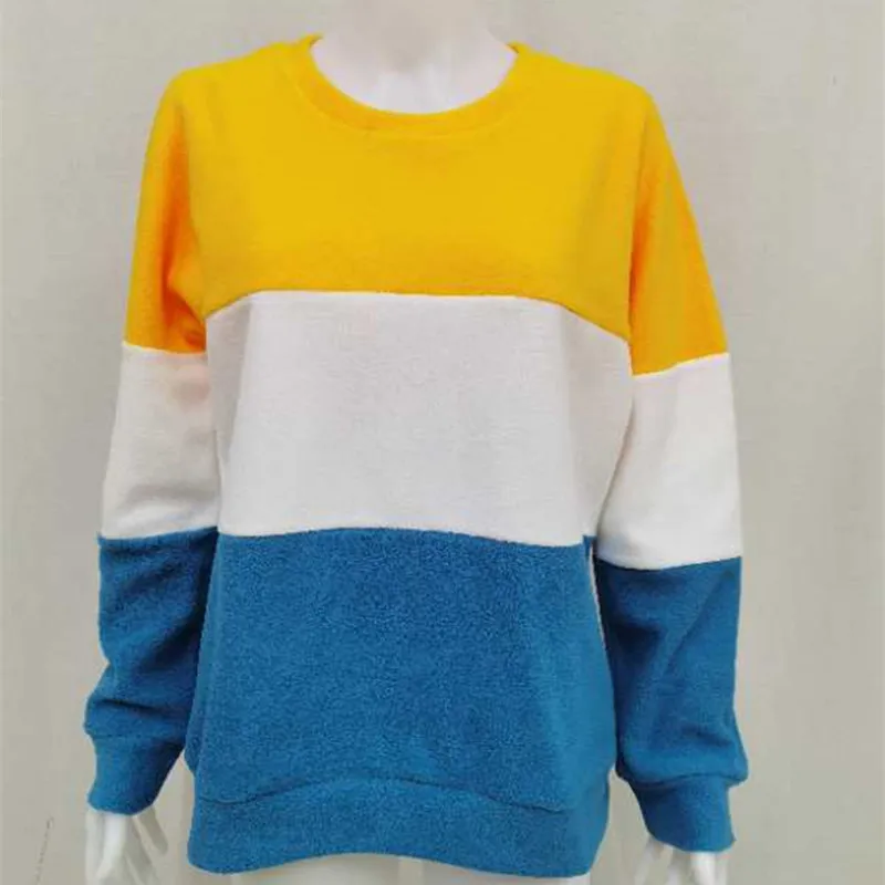 

2020 Autumn New Fashion Patchwork Harajuku Women Hoodies Pullover Loose Female Tracksuits Casual 0-Neck Street Sweatshirt Tops