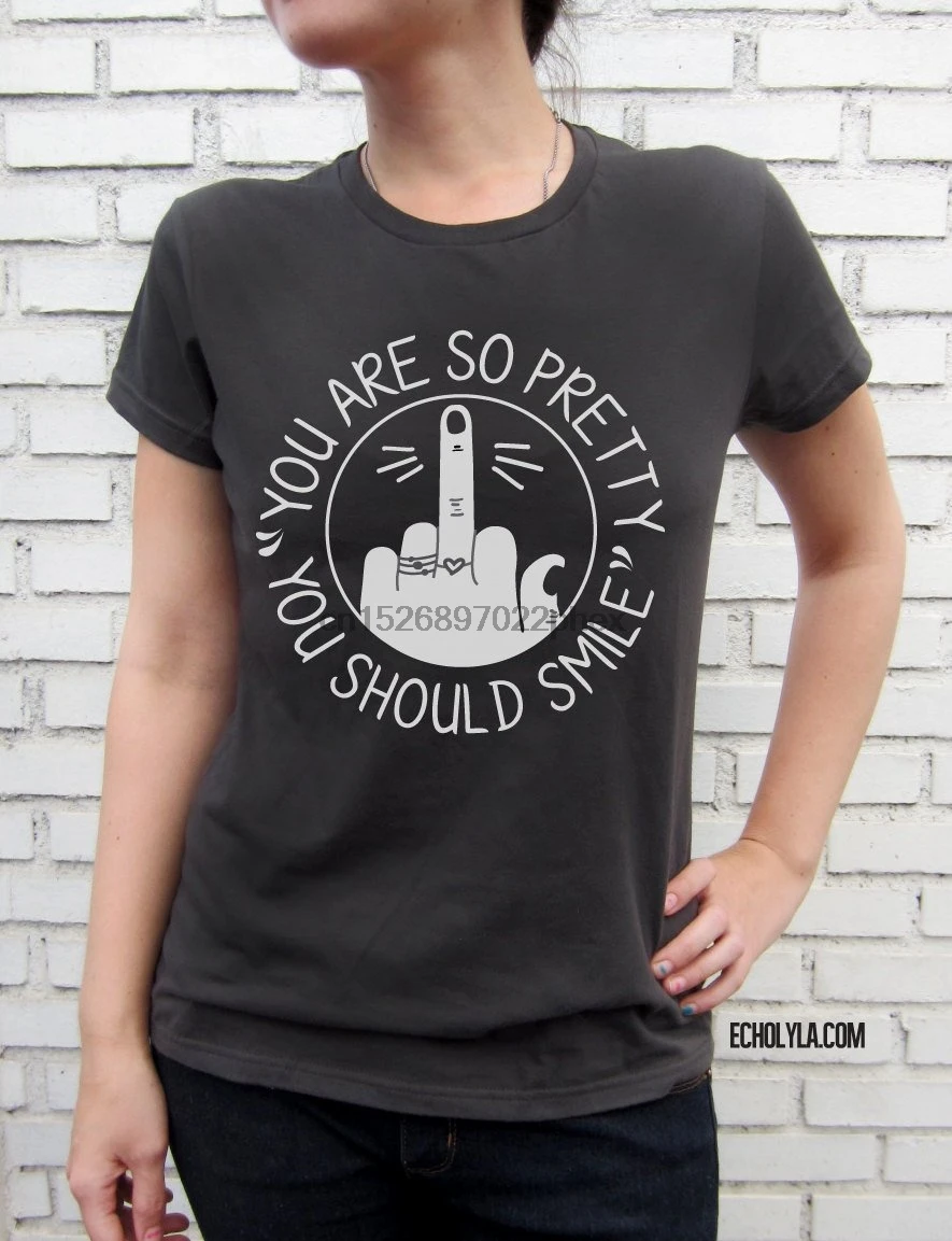 Вы так красивы что вы должны улыбиться-Женская Дымчатая Футболка-мужская