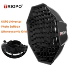 Универсальный портативный зонт-вспышка Triopo KX90, уличный восьмиугольный софтбокс с сотовой сеткой для Godox V1 Yongnuo 560IV