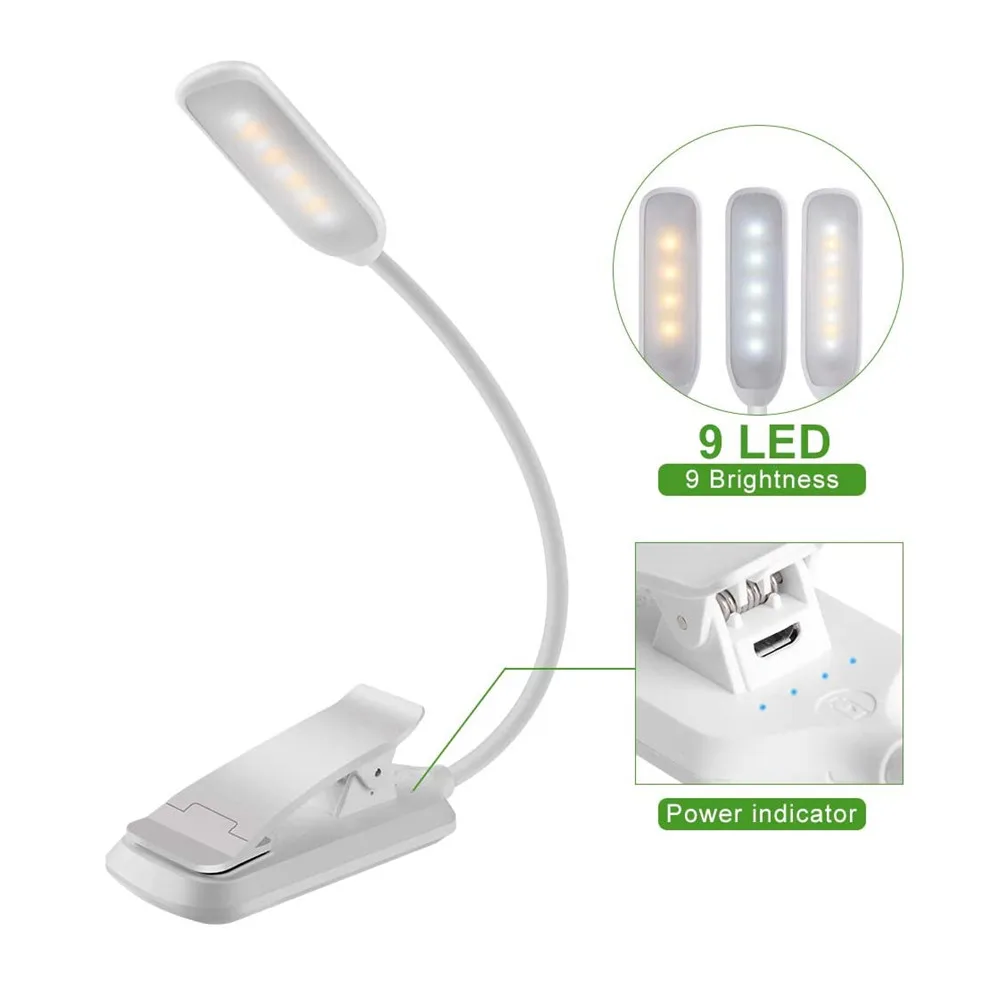 Книга светильник USB Перезаряжаемые Мини светодиодный чтение Теплый лампа на