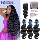 BEAUDIVA бразильские волнистые волосы 3 пряди с застежкой человеческие волосы пучки с застежкой кружевной застежкой Remy человеческие волосы для наращивания