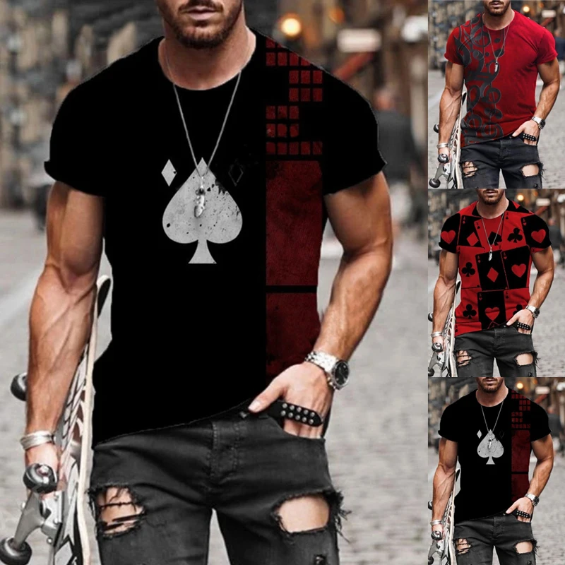 

Summer Men's New Fashion Casual Top Short Sleeve Round Neck T-shirt Abstract Printed Polyester T-Shirt