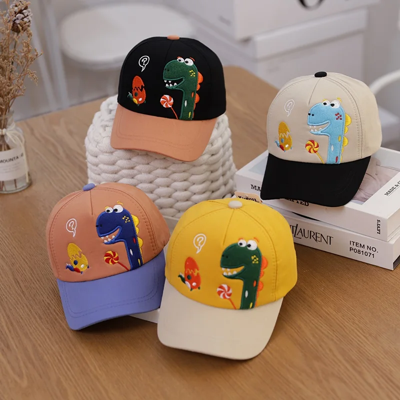 

Baby Cute Travel Leisure Dinosaur Matching Color Cap Children Cotton Unisex Casual Patchwork Hat