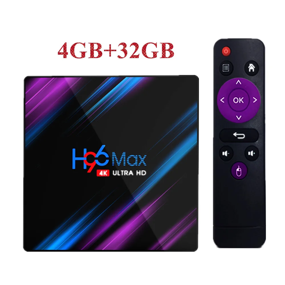 H96 max Android 9,0 ТВ приставка Smart 4K RK3318 Четырехъядерный 4 ГБ 32 ГБ H.265 WiFi медиаплеер Netflix телеприставка IP tv - Цвет: ONLY TV BOX