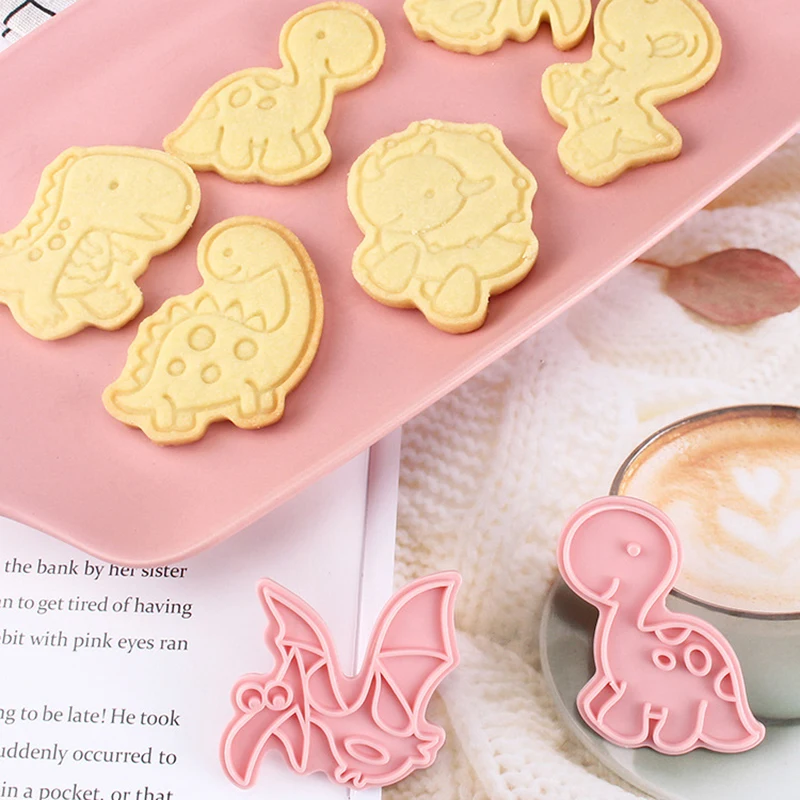 

6pcs/set Dinosaur Shape Cookie Cutters Stamp Mold 3D Cake Biscuit Mould Dinosaur Birthday Decor 1st Wild one Party Baking Tools
