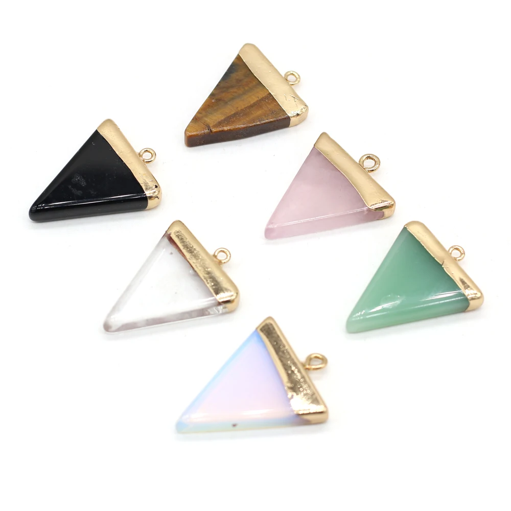 

Wholesale10PCS Natural Semi-precious Stone Rose Quartz Triangle Pendant Making DIY Charm Necklace Earring Exquisite Jewelry Gift