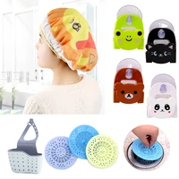 cartoon waterproof bath hair caps hat wall hange hooks for kitchen organizer bathroom accessories anti blocking sink strainers