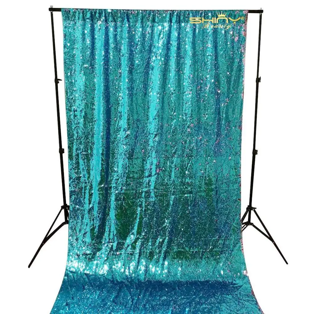 Блесток шторы фон 4FTx7FT Русалка с пайетками для Photo Booth бирюзового до крыльями