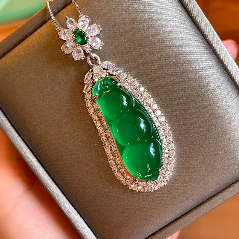 Ожерелье-цепочка QTT с подвеской популярное ювелирное изделие зеленым Изумрудом и