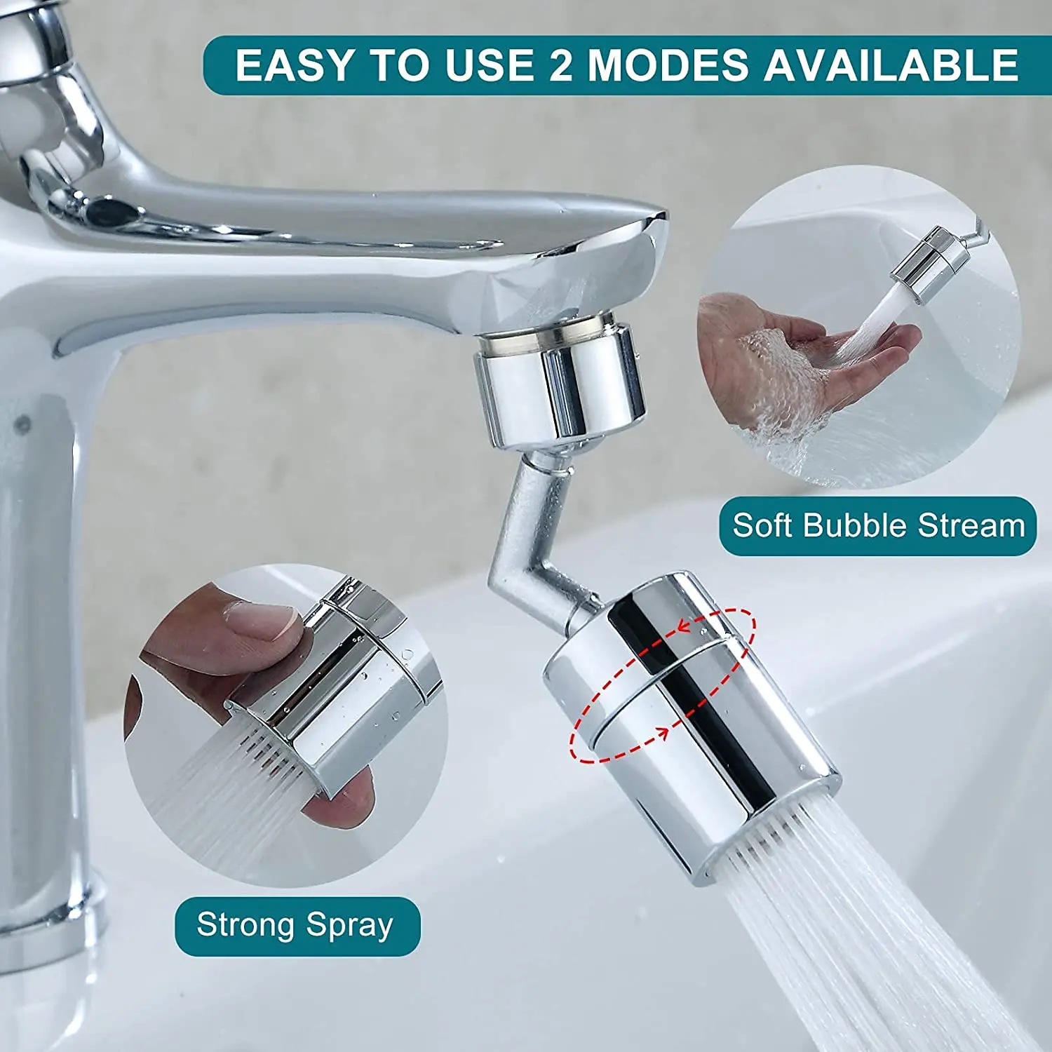 720° Rotatable Universal Splash Filter Faucet Extender Aerator Sprayer Head with Swivel Sink for Kitchen and Bathroom | Обустройство