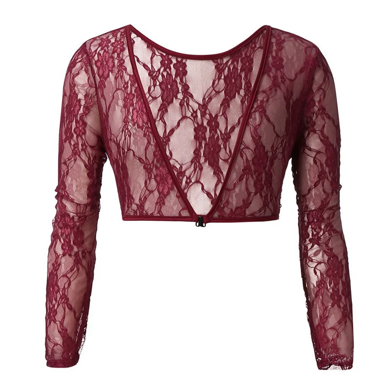 Lace Red Женский бесшовный топ для коррекции фигуры с обеих сторон размера плюс, сетчатый бесшовный облегающий Топ, облегающий верх, рубашка, блузки, черный, белый, синий цвет - Цвет: Lace Red