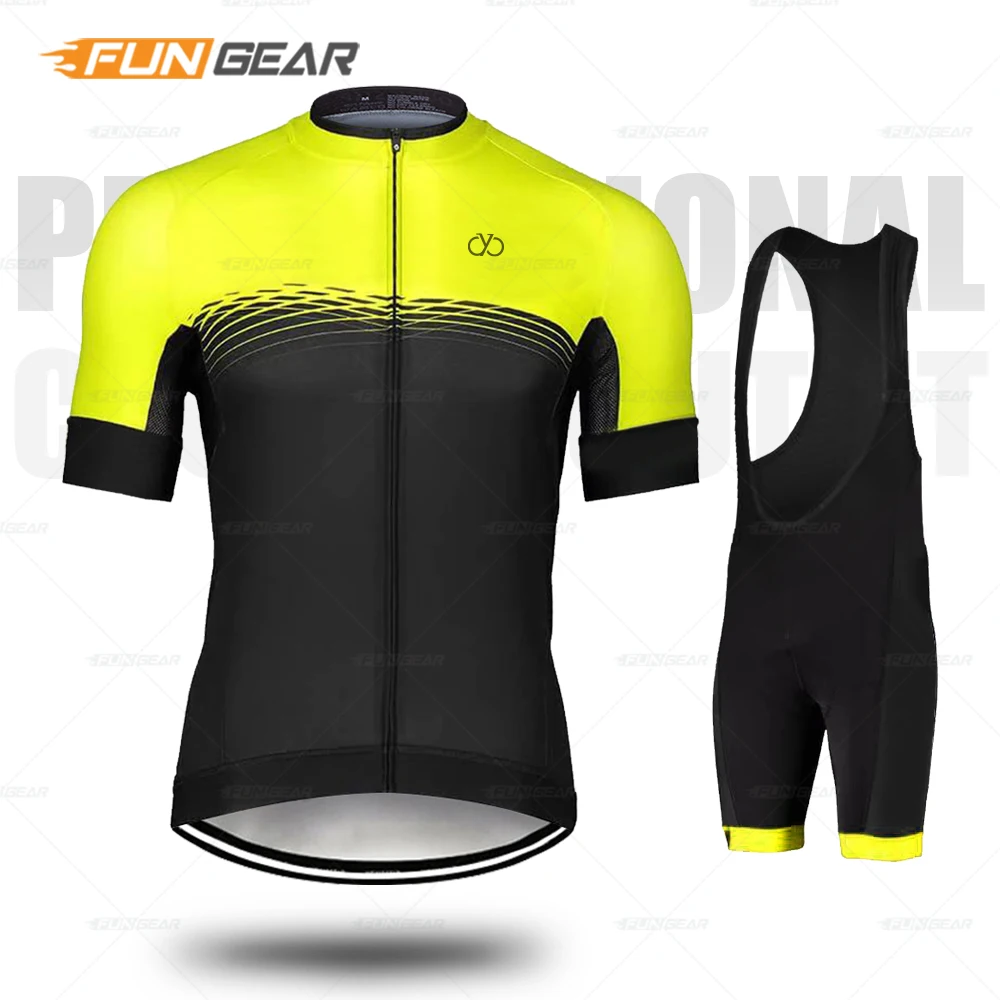 

Men Cycling Clothing Short Sleeve Uniform Bike Jersey Set Summer Maillot Ciclismo Gel Pad Bib Shorts Breathable Quick Dry