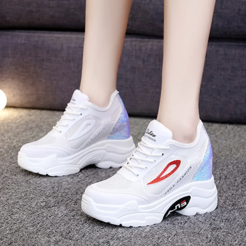 

Casual all-match breathable mesh 8 cm thick-soled women's shoes with increased inner sneakers summer new fashion and fashion.