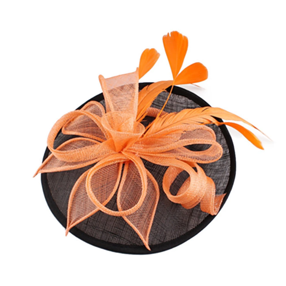 Orange Black BUTTERMERE льняная фетровая шляпа женская бежевая британская Свадебная шляпка невесты Дамская элегантная Цветочная церковная женская брендовая шляпка - Цвет: Orange Black