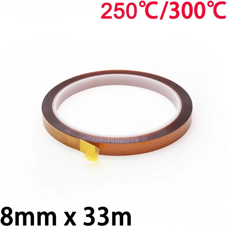 

8mm x 33m 3D Printer Parts High Temperature Resistant Heat BGA Kapton Polyimide Insulating Thermal Insulation Adhesive Tape
