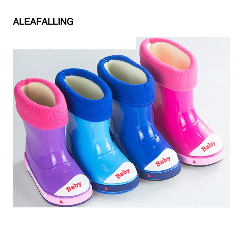 Children's rain shoes antiskid cartoon rain boots boy's and girl's rain shoes cotton and plush children's water shoes