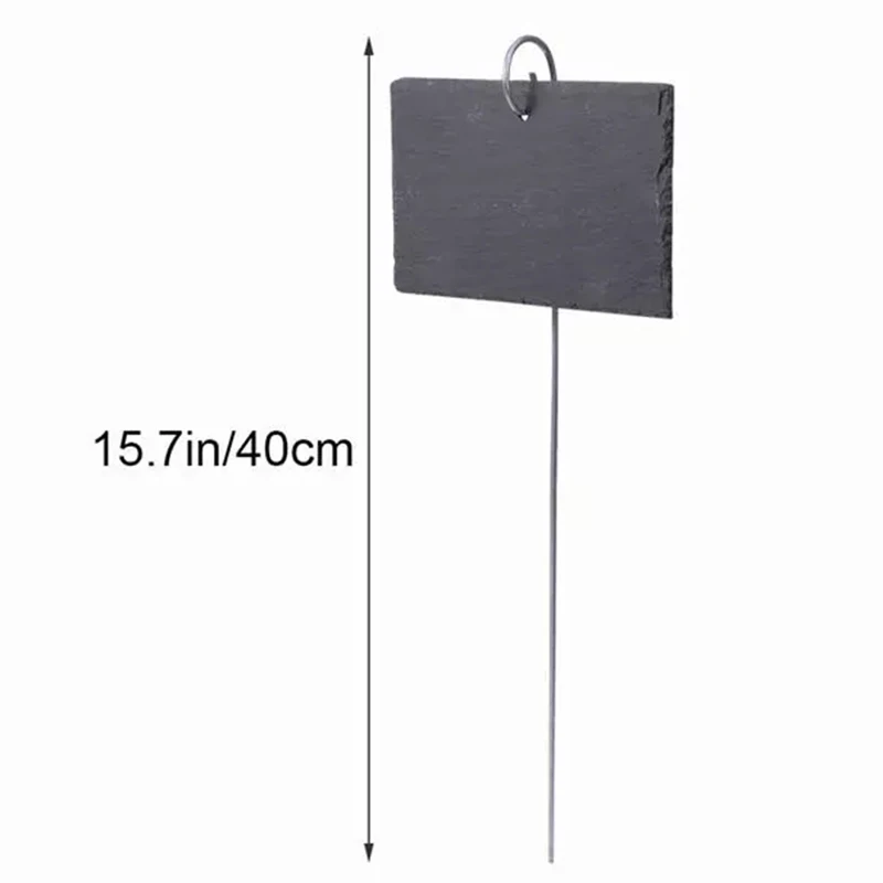 

Slate Gardening Labels Rectangular Plant Tag Iron Hanging Display Sign for Flower Bed Pots Planters
