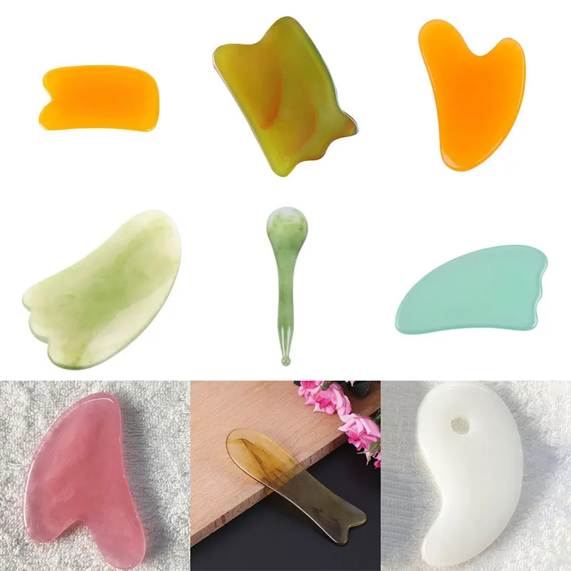 

Natural Jade Guasha Scraping Massage Scraper Face Massager Board Facial Eye Care