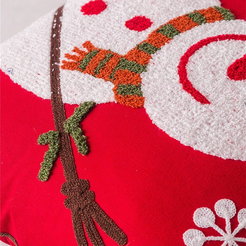 

45x45cm Cartoon Christmas Embroidered Cotton Canvas Sofa Cushion Cover Home Decorative Pillow Cases Festival Throw Pillow Cover