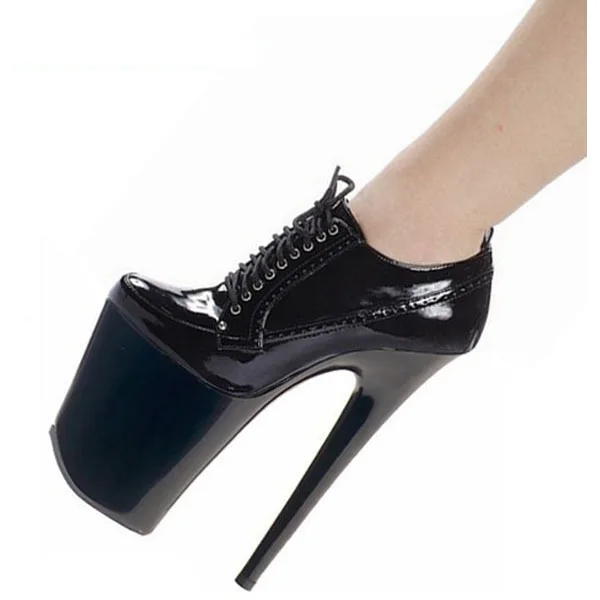 

heel waterproof front lace low 20cm high nightclub shoes PU fashion boots