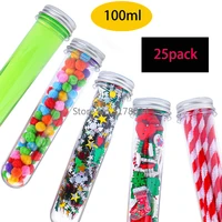 25pcs 40ml plastic clear test tube with cover multi purpose storage bottle for usb cable favors candy christmas birthday gifts