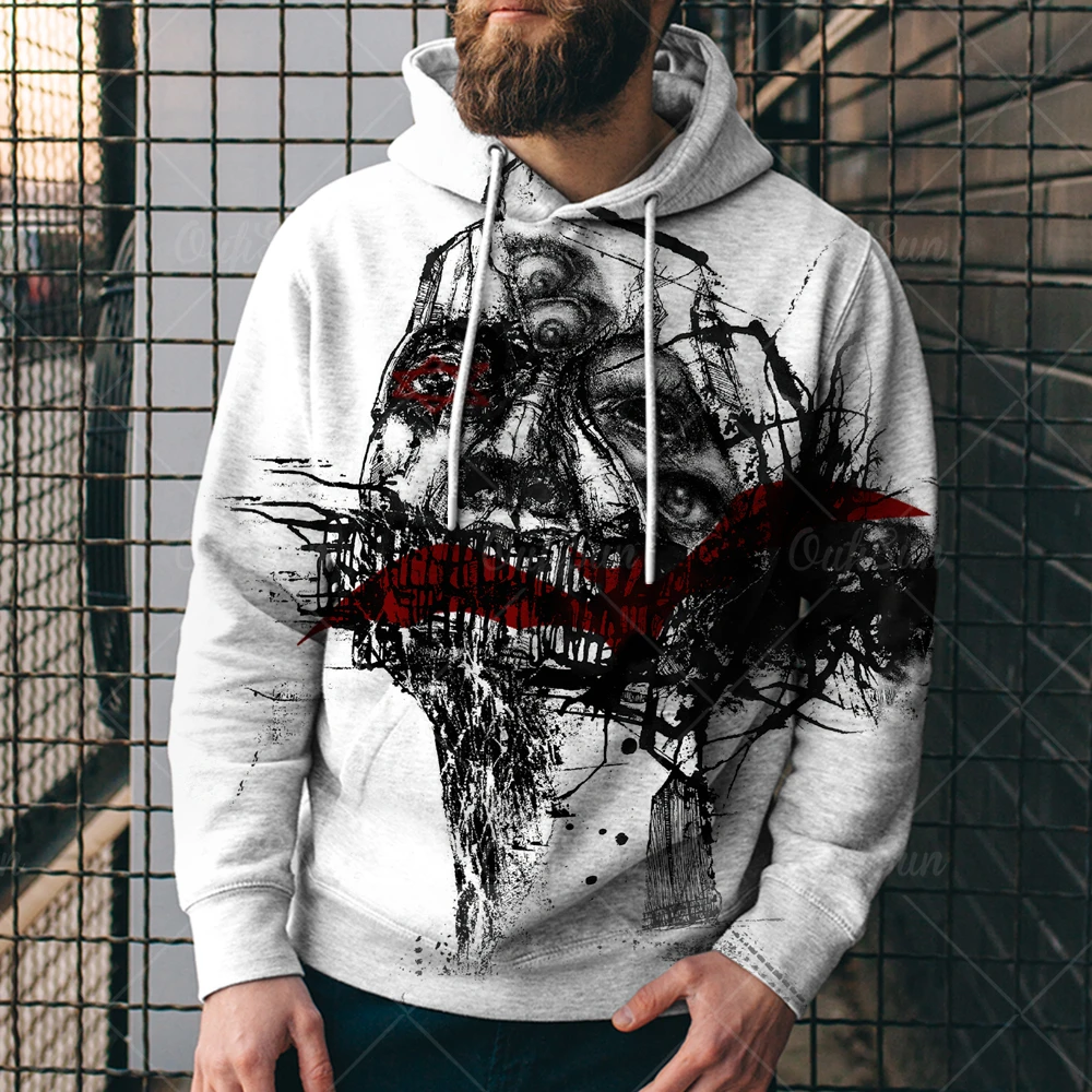 

Hoodies Men Horror Figure 3d Print Sweatshirts 2022 Fashion Round Neck Oversized Hoodie Men Harajuku Casual Sweatshirt Top Tee