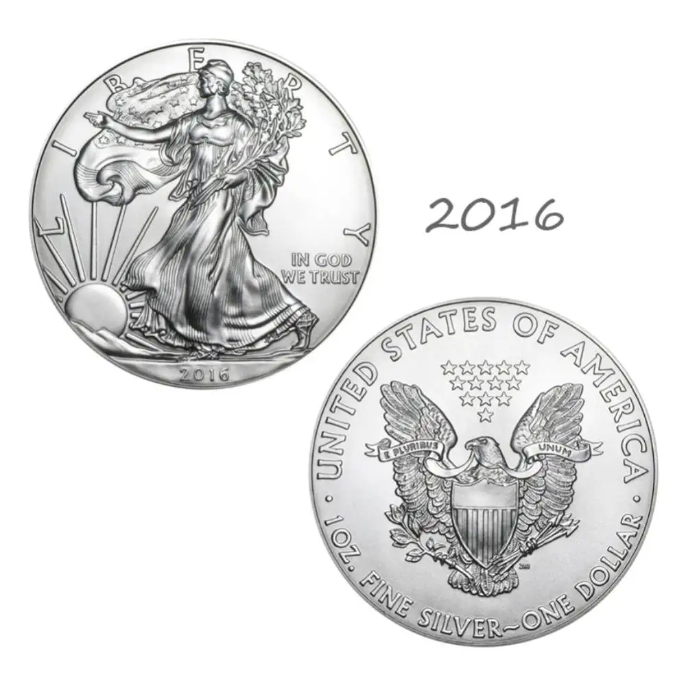2016 Новые игрушки Серебряная Богиня Свободы 1 доллар США монеты с изображением орла памятная Коллекционная монета - Цвет: 2016